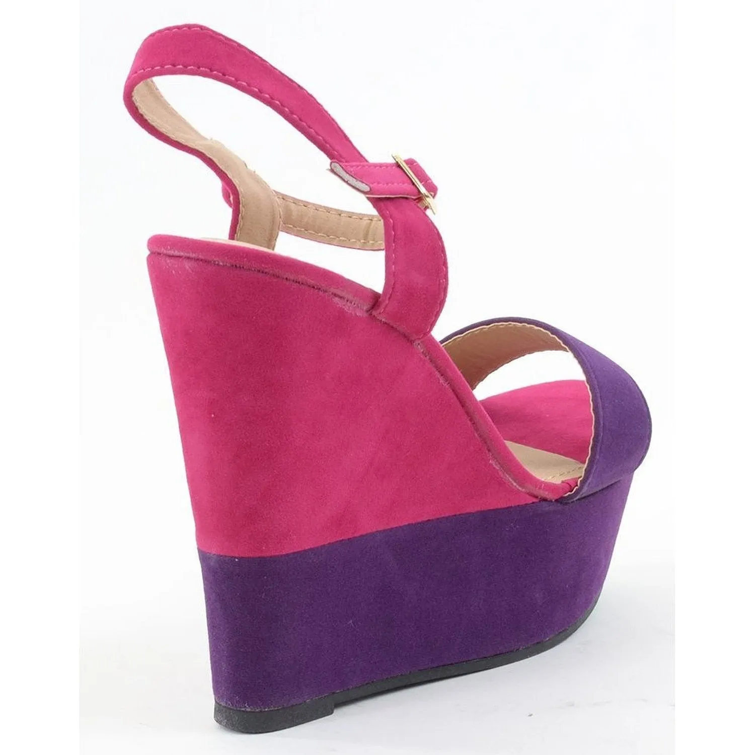 Colorblock Open Toe Anklet Wedge Sandal Mia-4