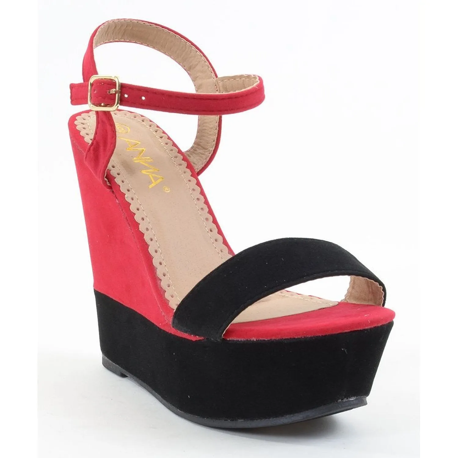 Colorblock Open Toe Anklet Wedge Sandal Mia-4