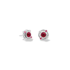 Compass Earring Halos White Gold - Ruby & Diamond