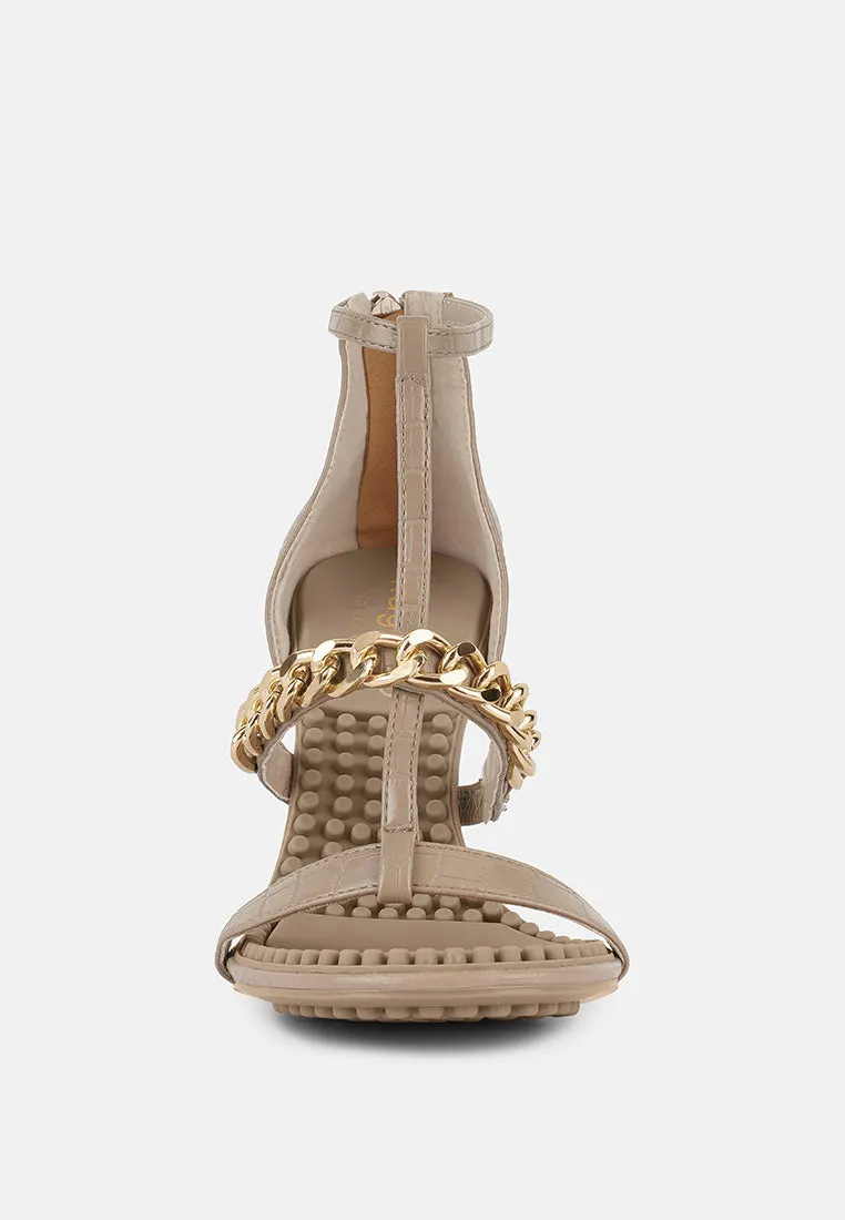 dakota metal chain mid heel sandals