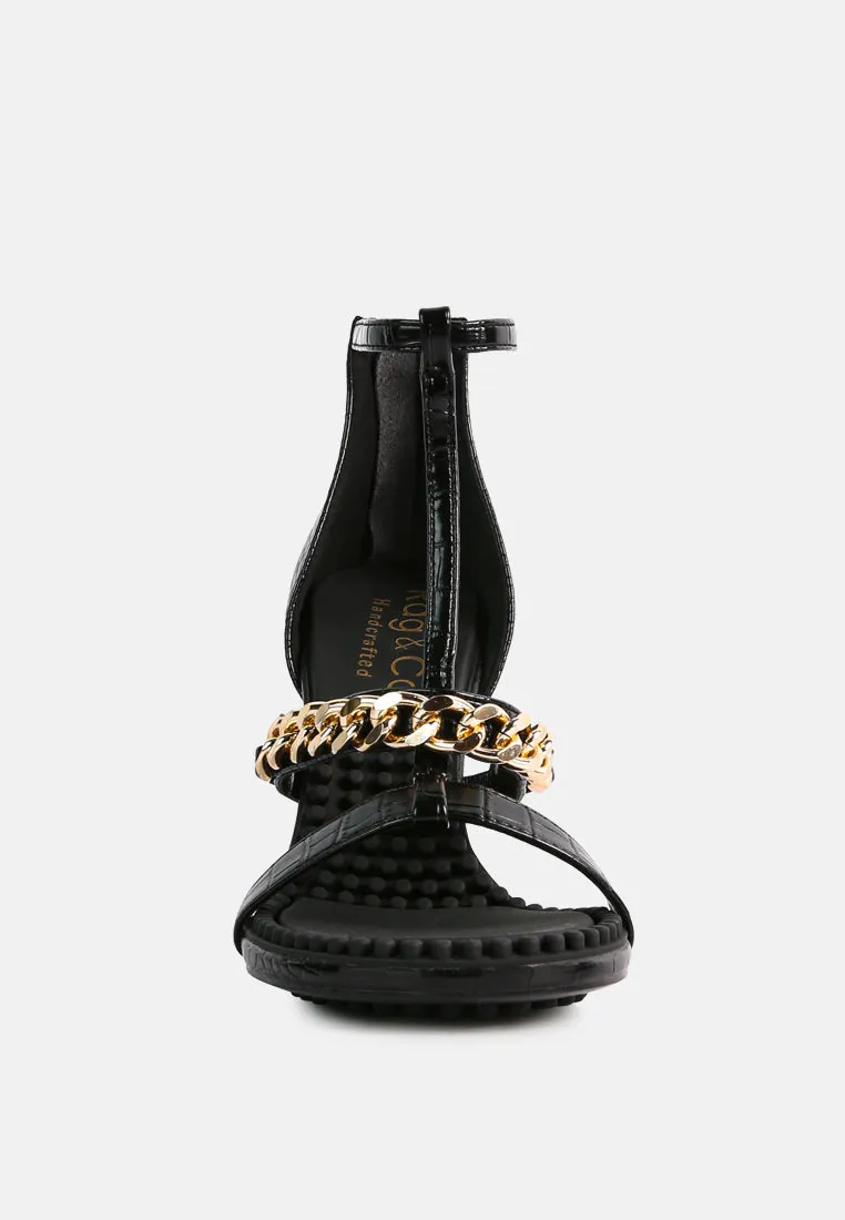 dakota metal chain mid heel sandals