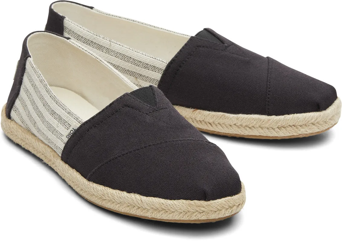 Deep Black Stripe Sustainable Espadrilles