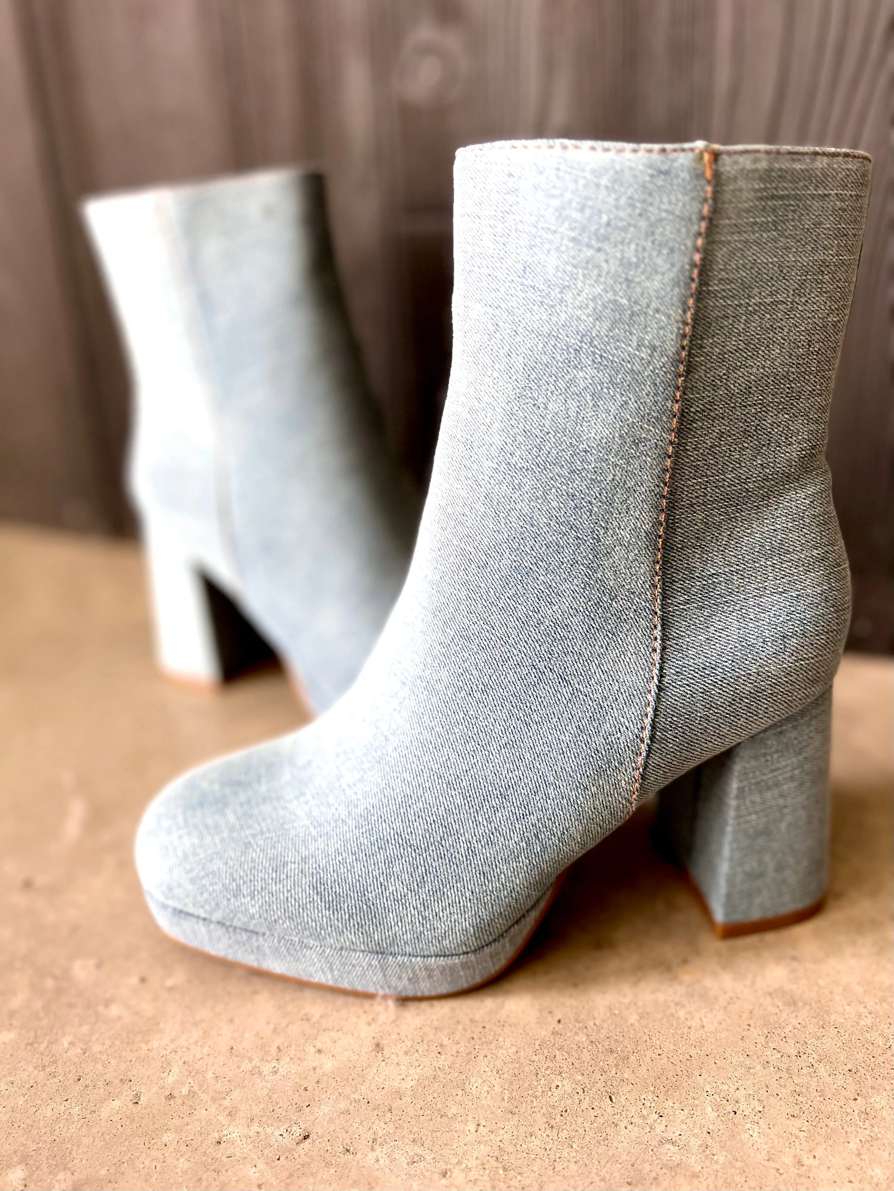 Denim Platform Bootie