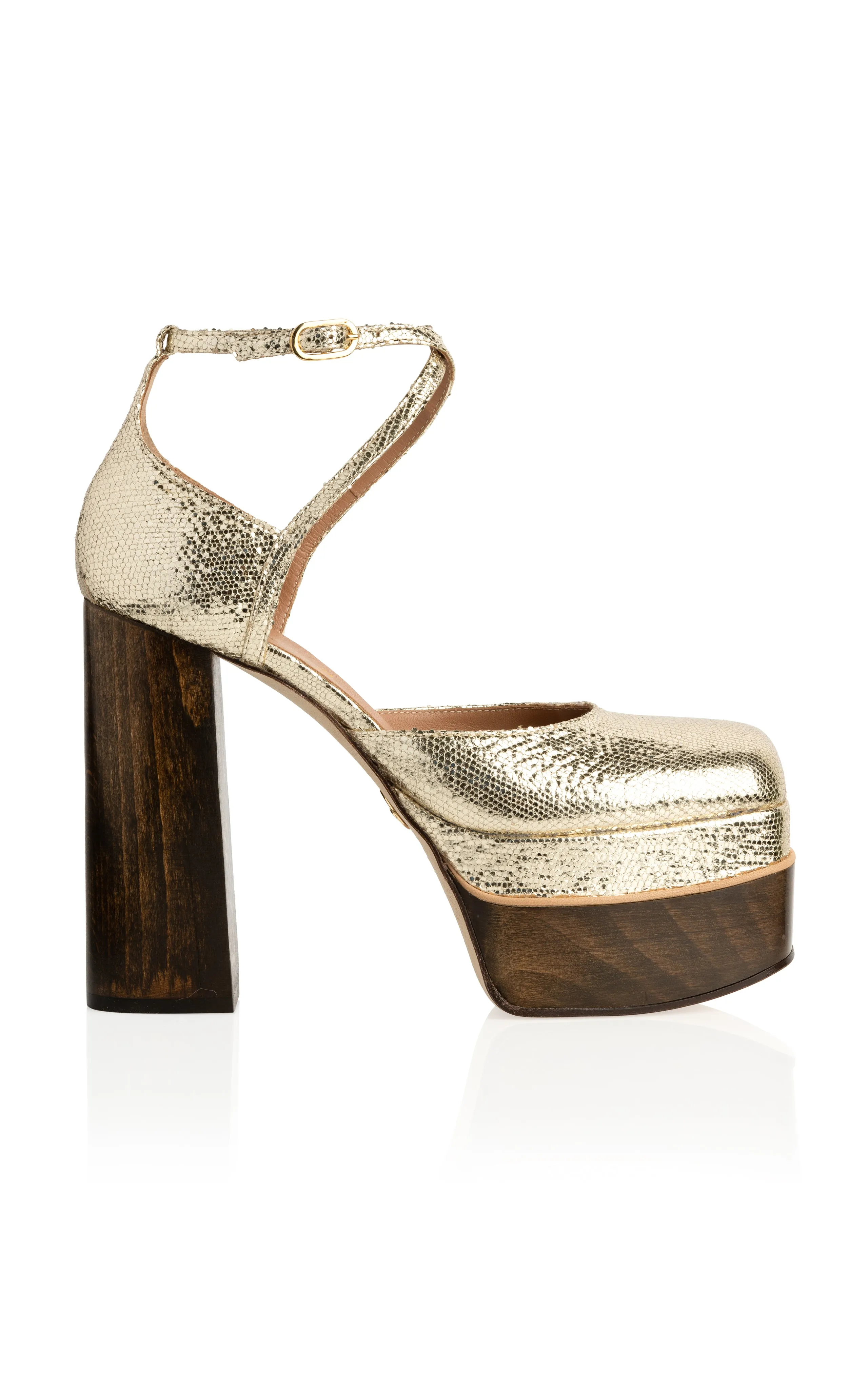 Disco Mary Jane Platform in Gold Metallic Leather