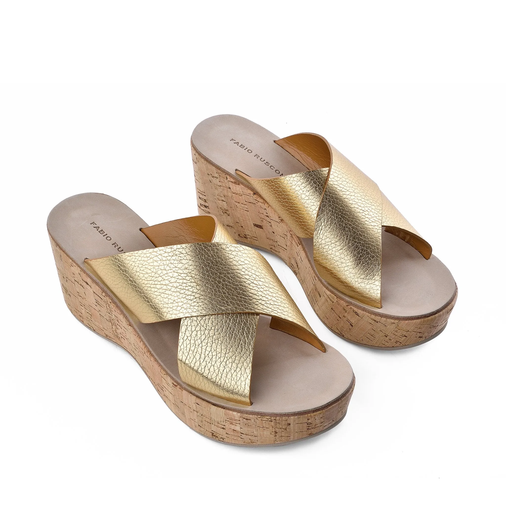 Dora Gold Cork Platform Sandals