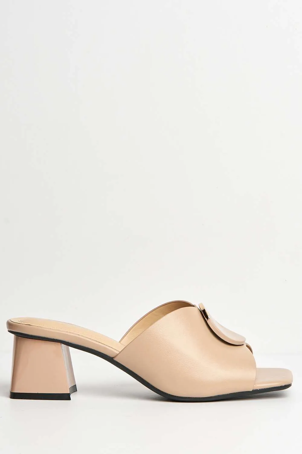 Elizabeth Gold Trim Circle Band Mule in Nude