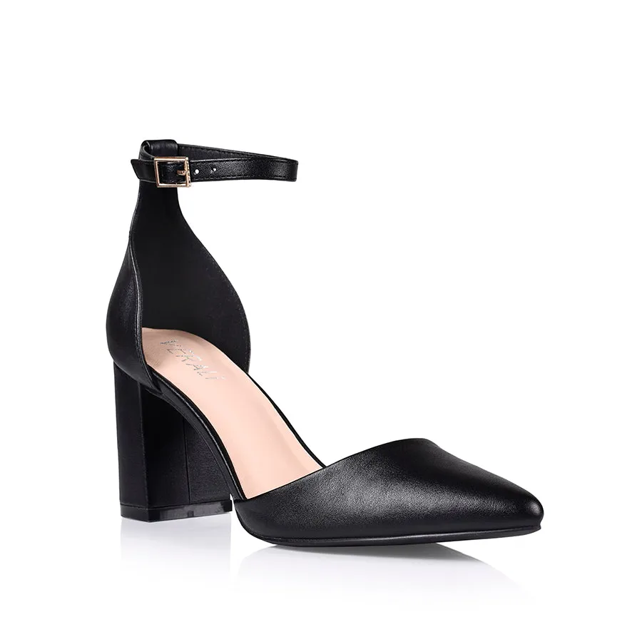 Enzo Closed Toe Block Heels - Black