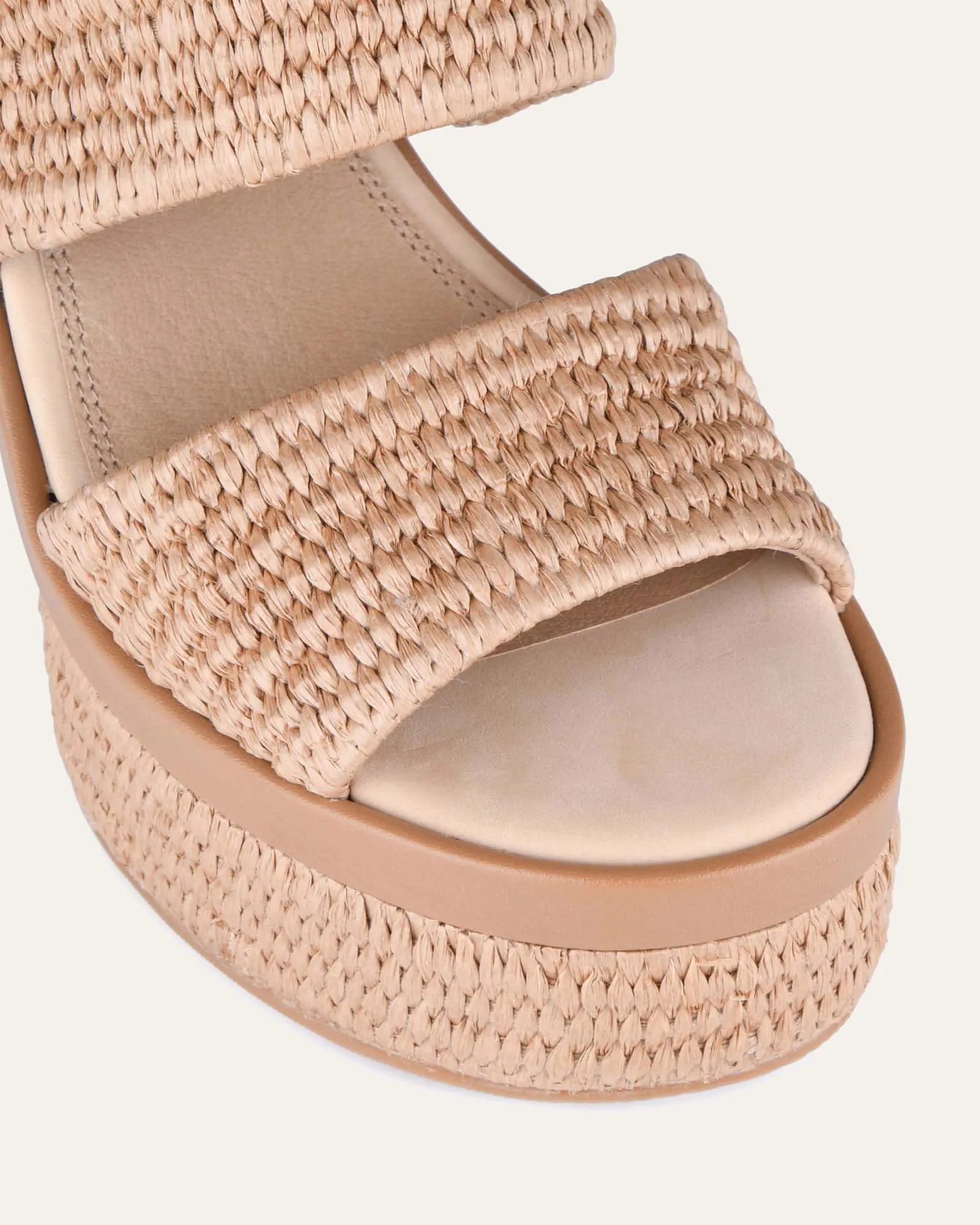 FELICITY HIGH HEEL PLATFORM SANDALS TAN RAFFIA