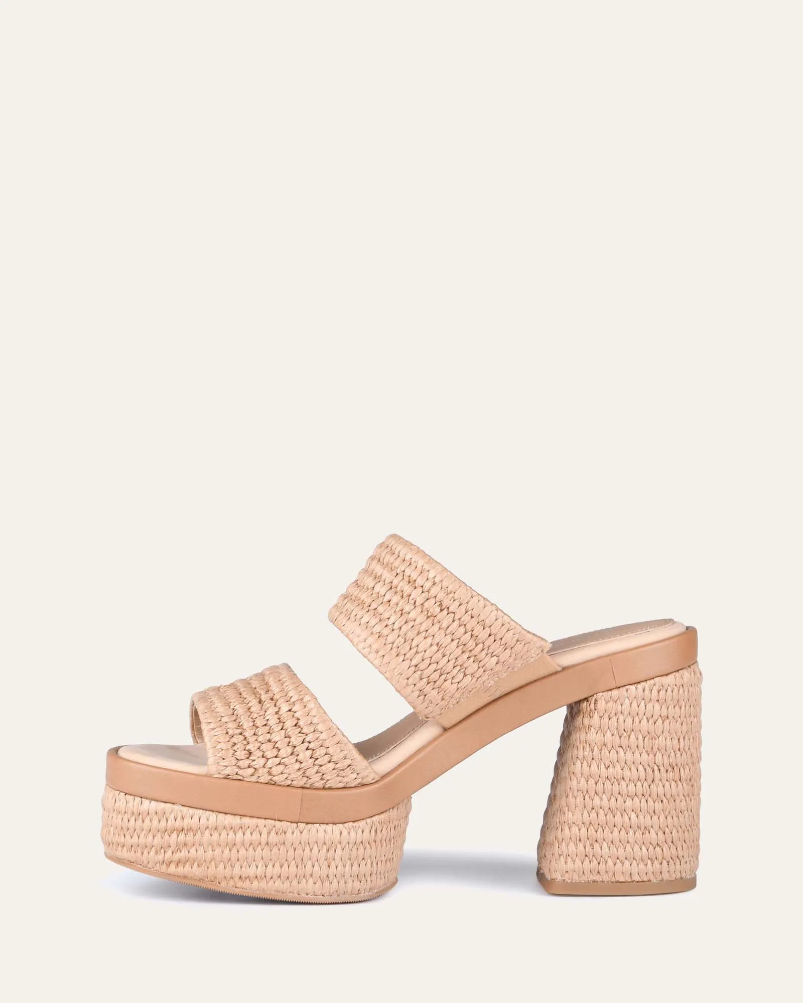 FELICITY HIGH HEEL PLATFORM SANDALS TAN RAFFIA