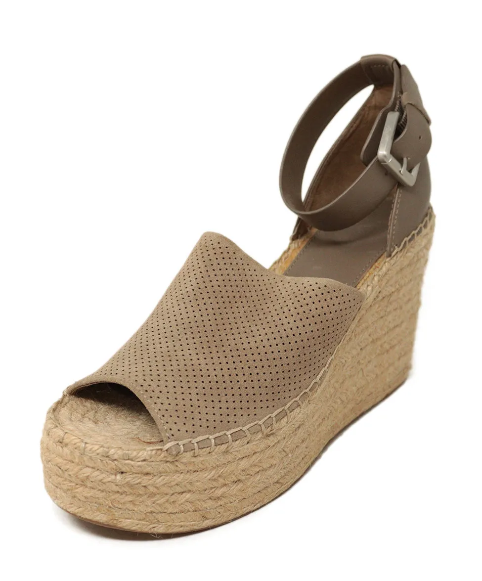 Fischer Taupe Suede Espadrille Wedges sz 8