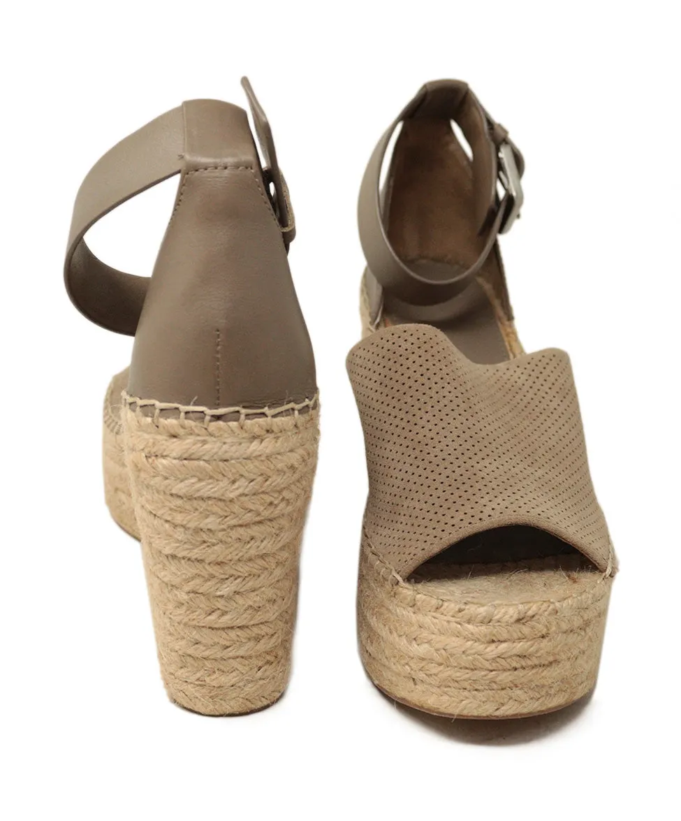 Fischer Taupe Suede Espadrille Wedges sz 8