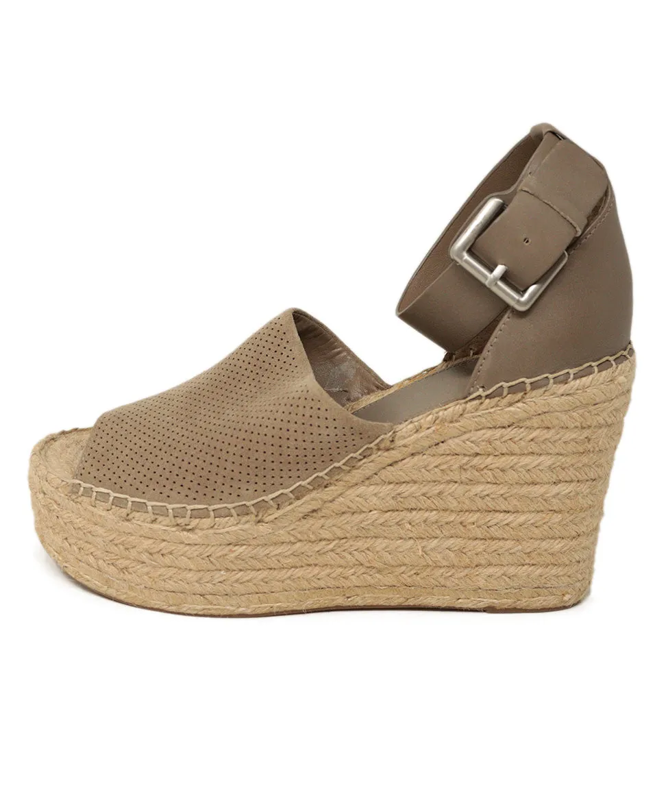 Fischer Taupe Suede Espadrille Wedges sz 8