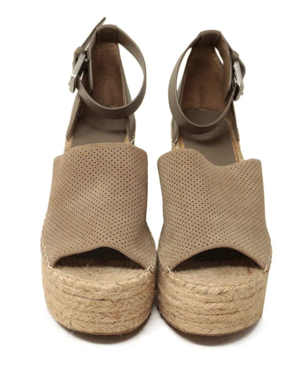 Fischer Taupe Suede Espadrille Wedges sz 8