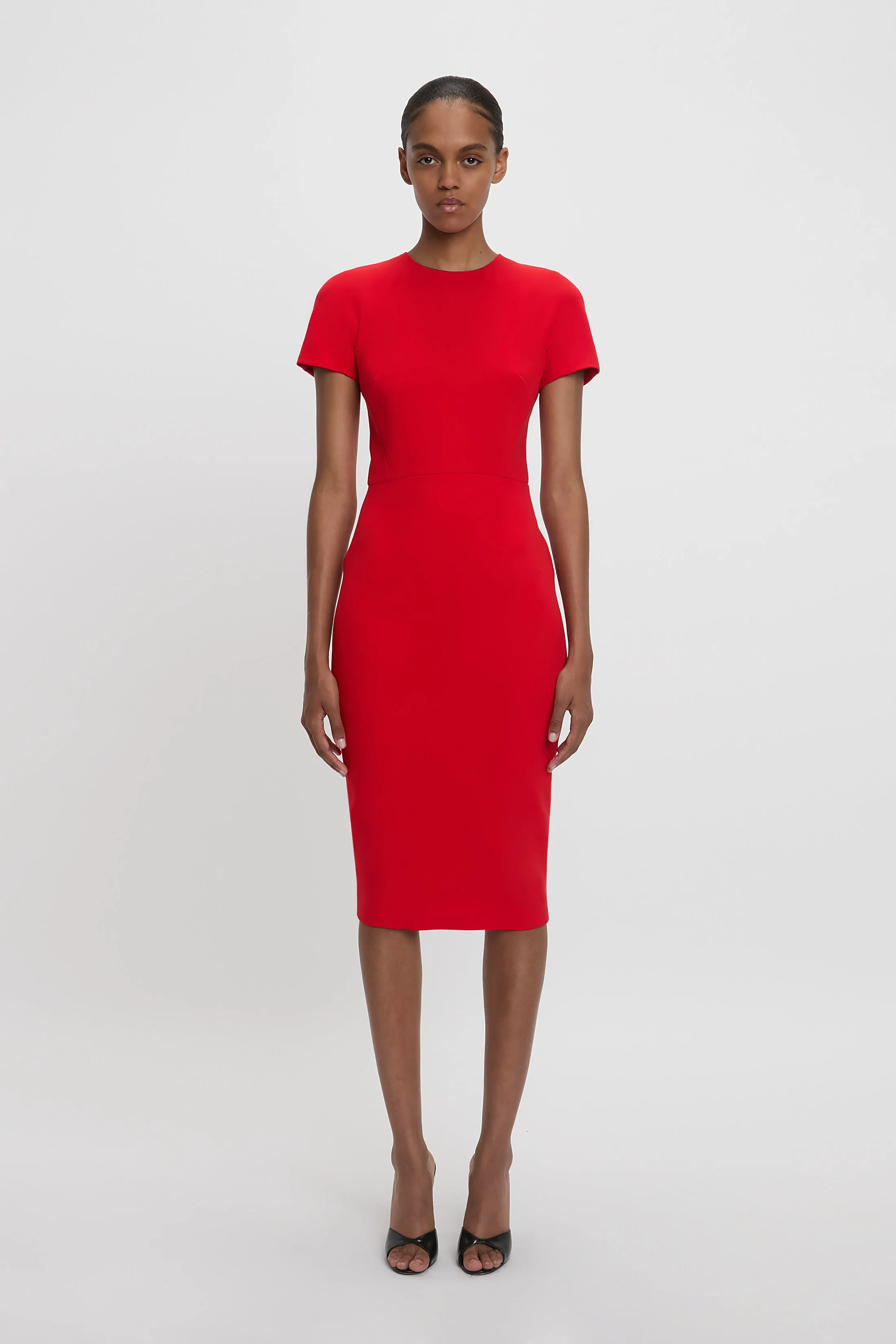 Fitted T-shirt Dress In Bright Red