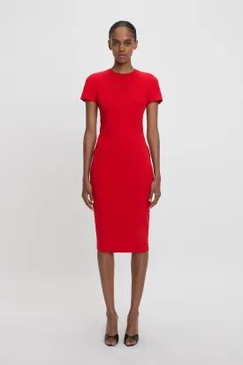 Fitted T-shirt Dress In Bright Red