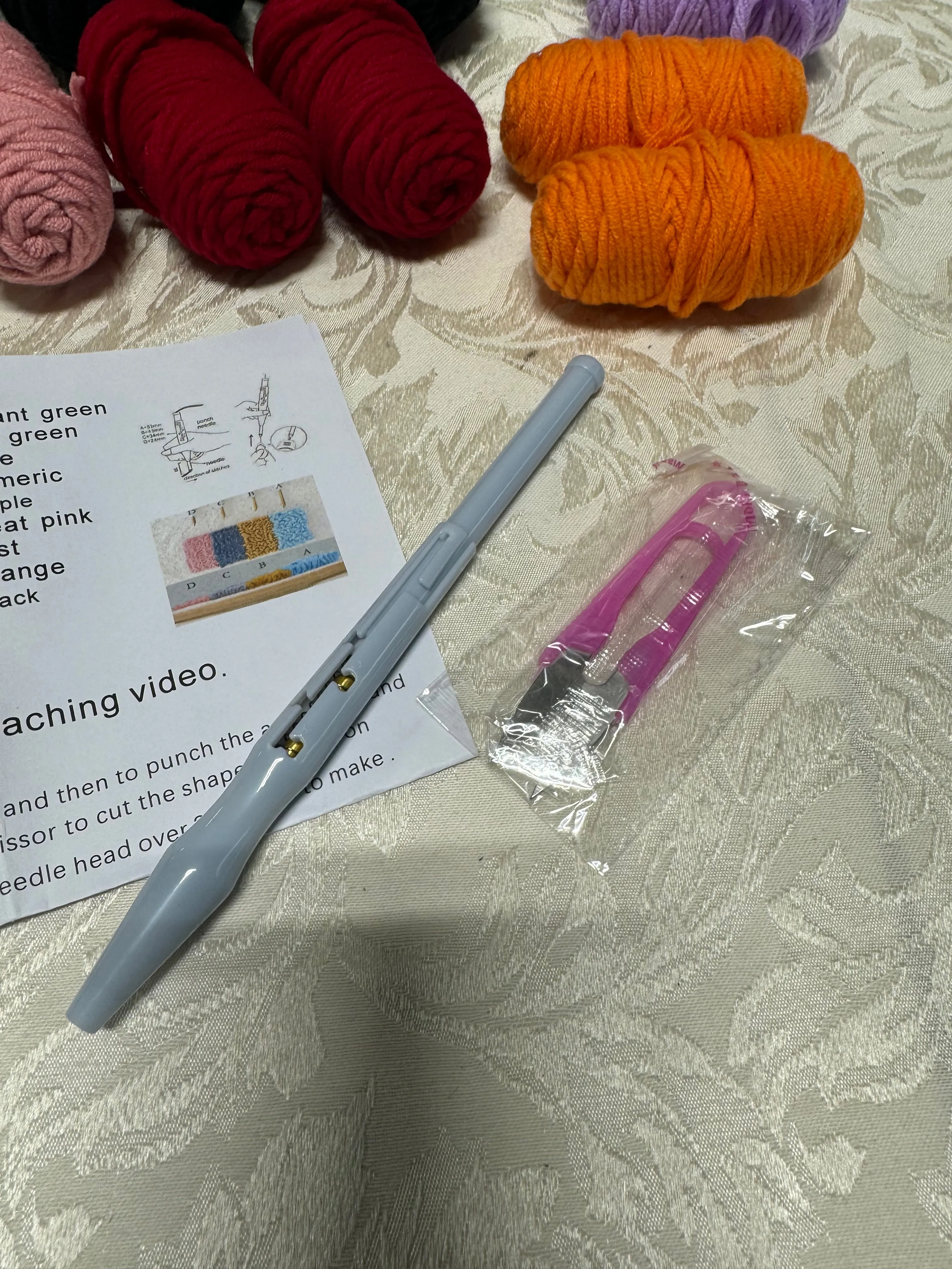 Floral Ready to Hang Canvas Punch Needle Kit with Yarn & Tools