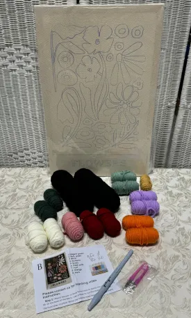 Floral Ready to Hang Canvas Punch Needle Kit with Yarn & Tools