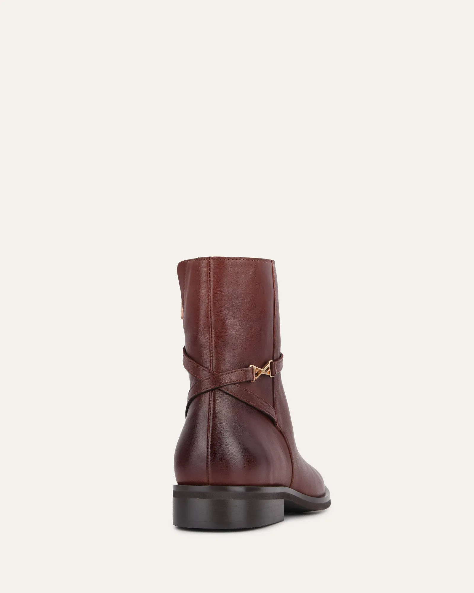 GILBERT FLAT ANKLE BOOTS CHESTNUT LEATHER