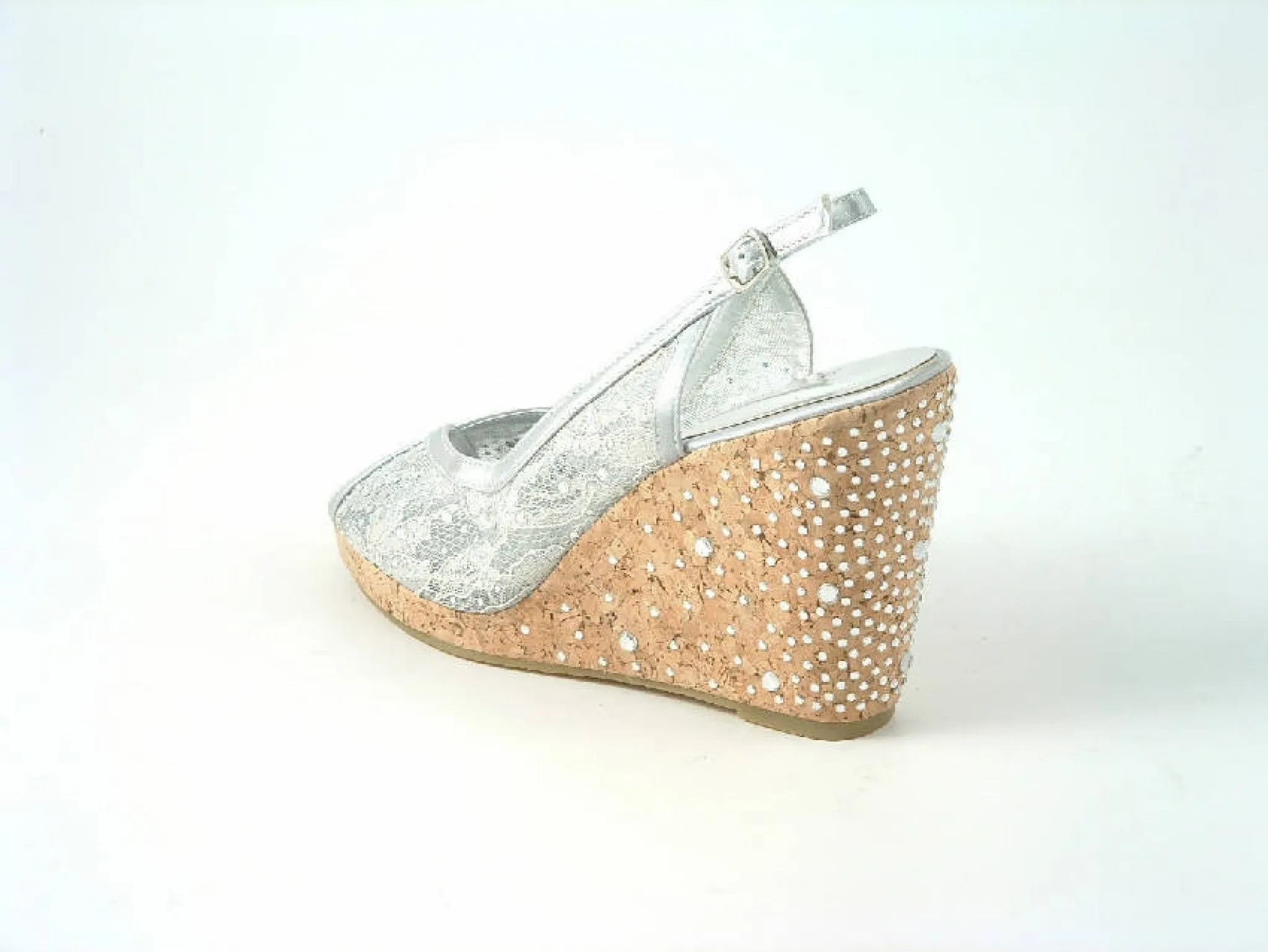 Glitz Shoes Diamante Satin Platform Wedge Sandals