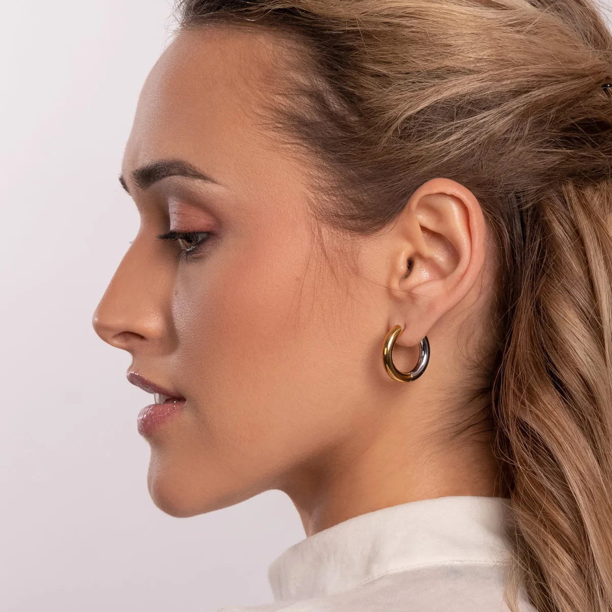 Gold & Silver Chunky Hoop Earrings