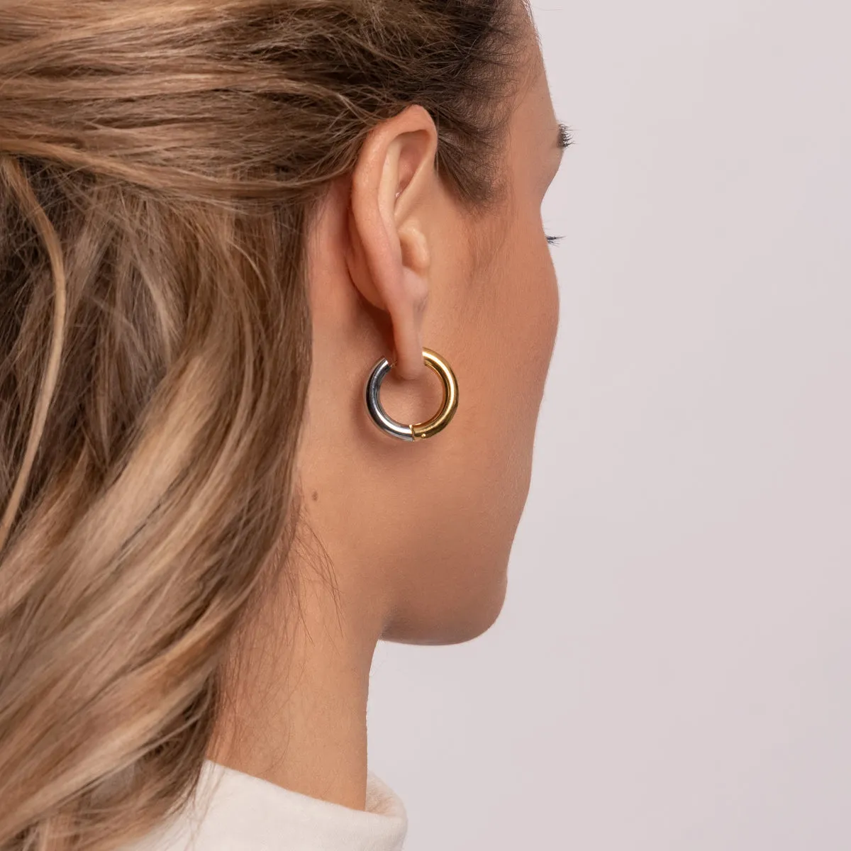 Gold & Silver Chunky Hoop Earrings