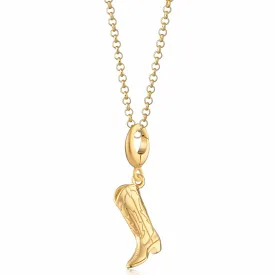 Gold Plated Cowboy Boot Necklace