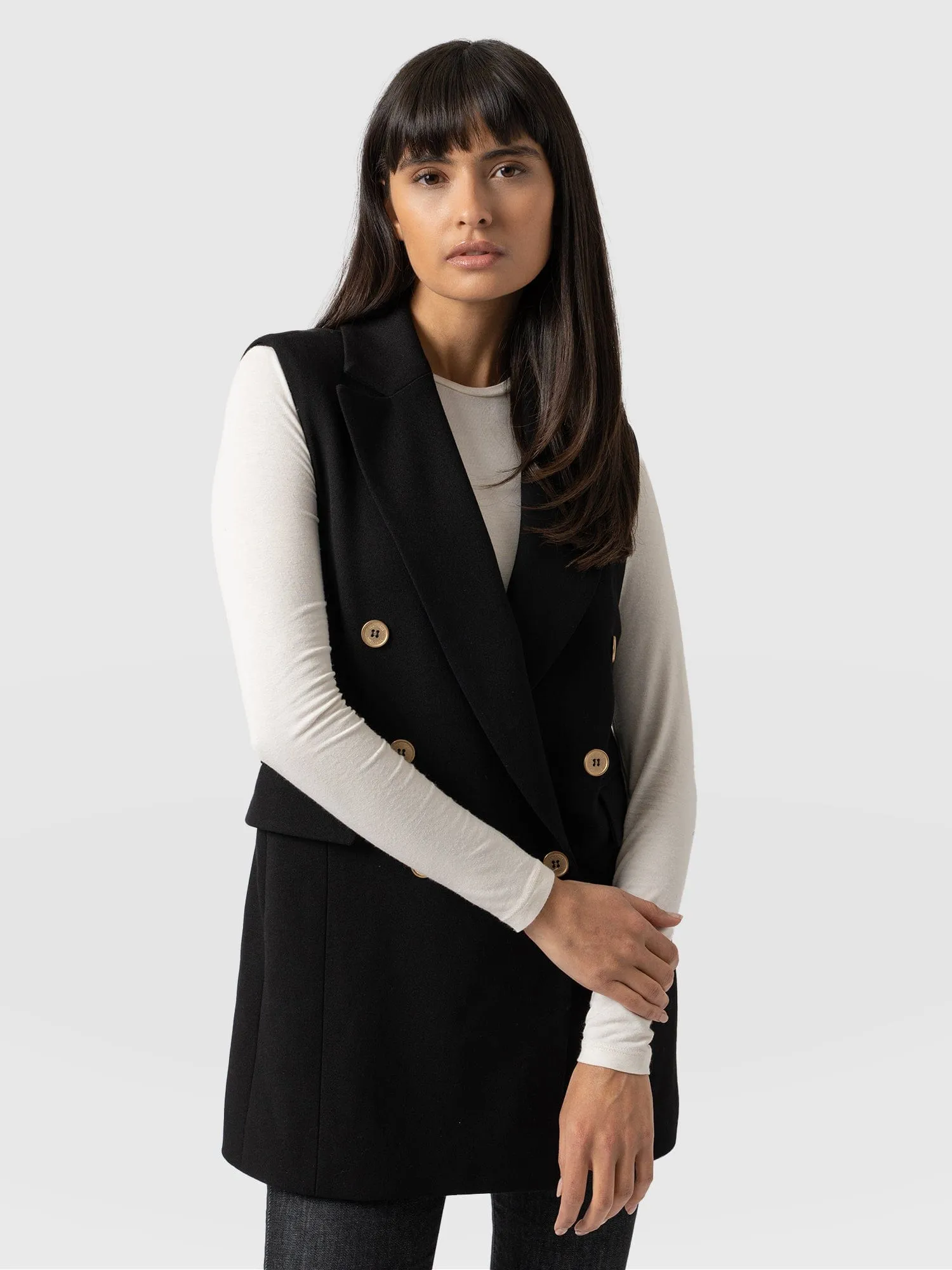 Greenwich Sleeveless Blazer - Black