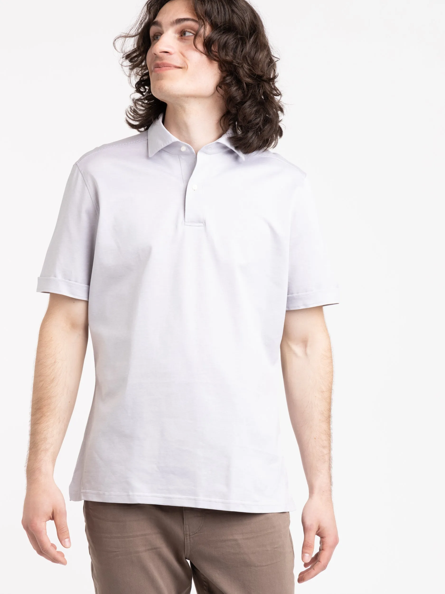 Grey Jersey Short Sleeve Polo Shirt