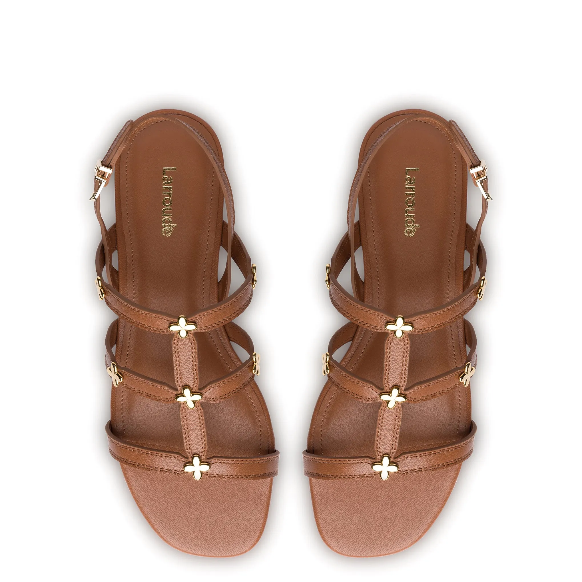 Harmony Flatform Sandal In Caramel Leather