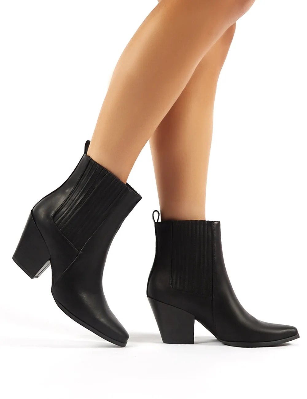 Hazy Black Block Heeled Ankle Boots