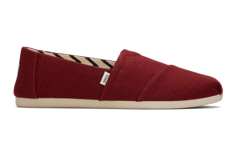 Iconic Alp Cotton Canvas Deep Red Slip Ons