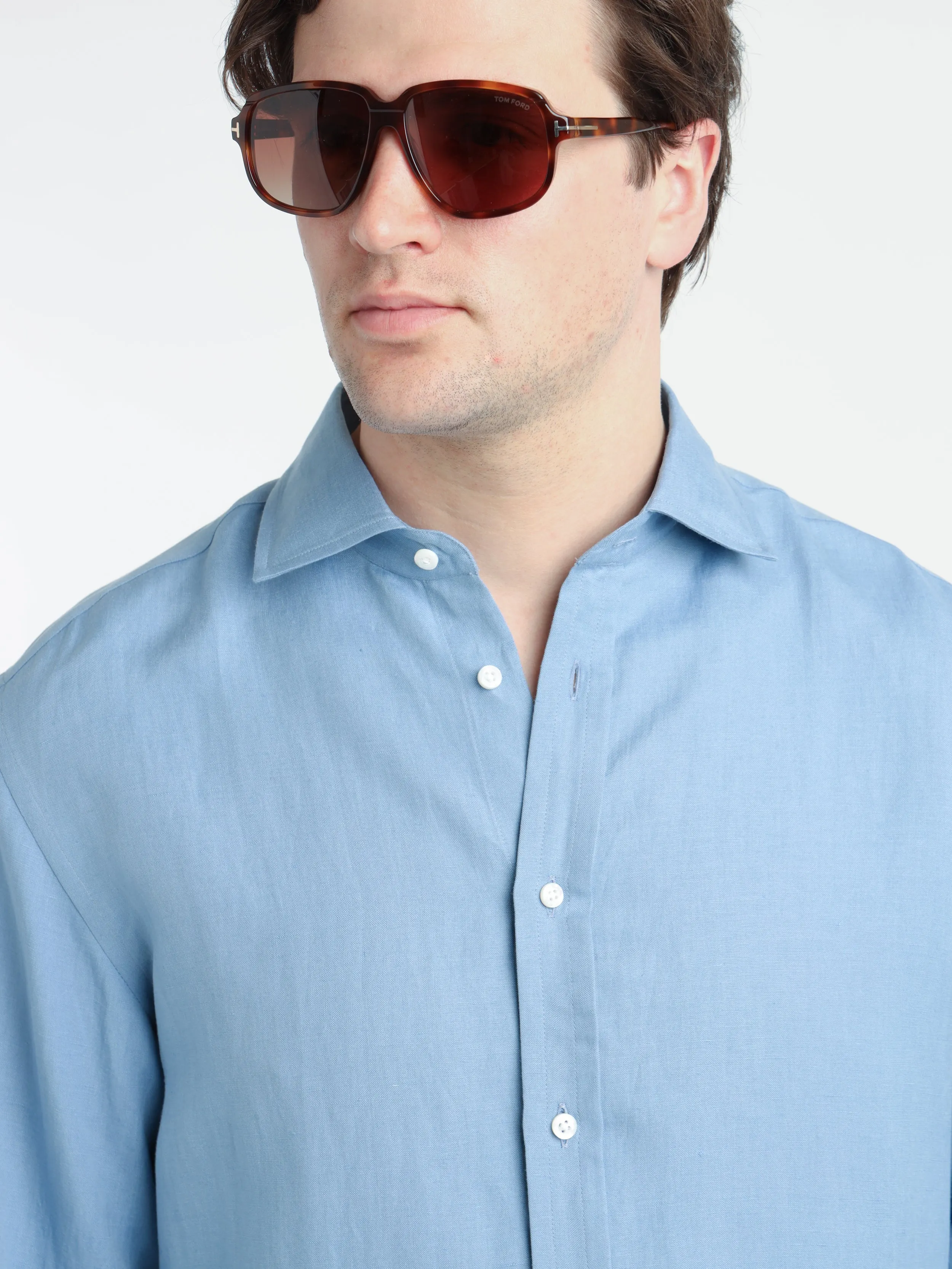 Infinity Blue Silk-Linen Shirt