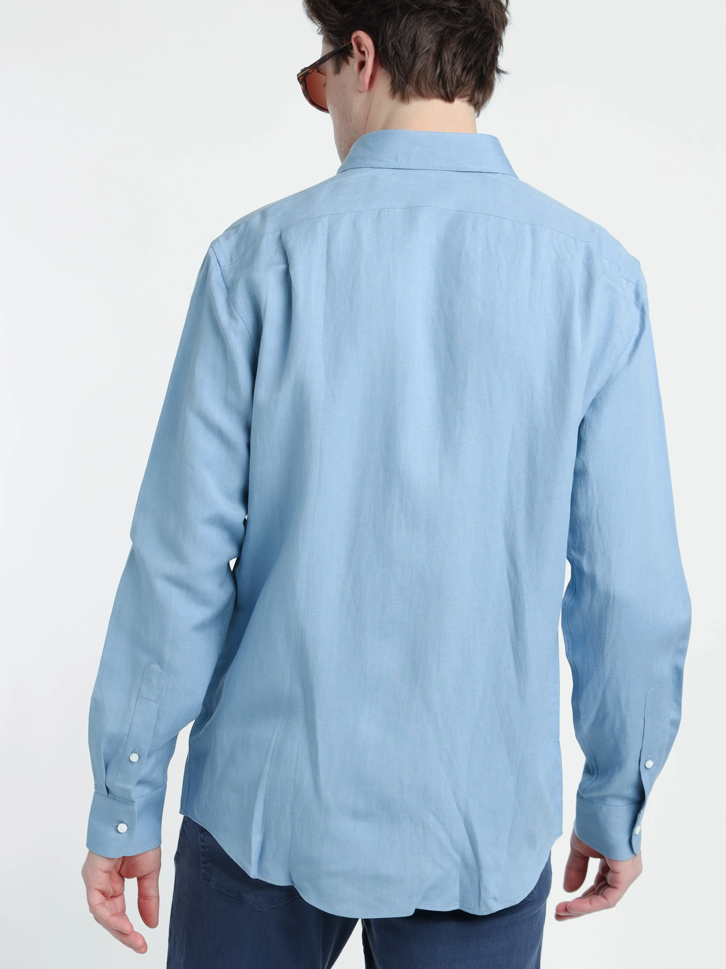 Infinity Blue Silk-Linen Shirt