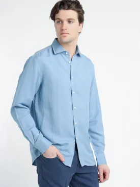 Infinity Blue Silk-Linen Shirt