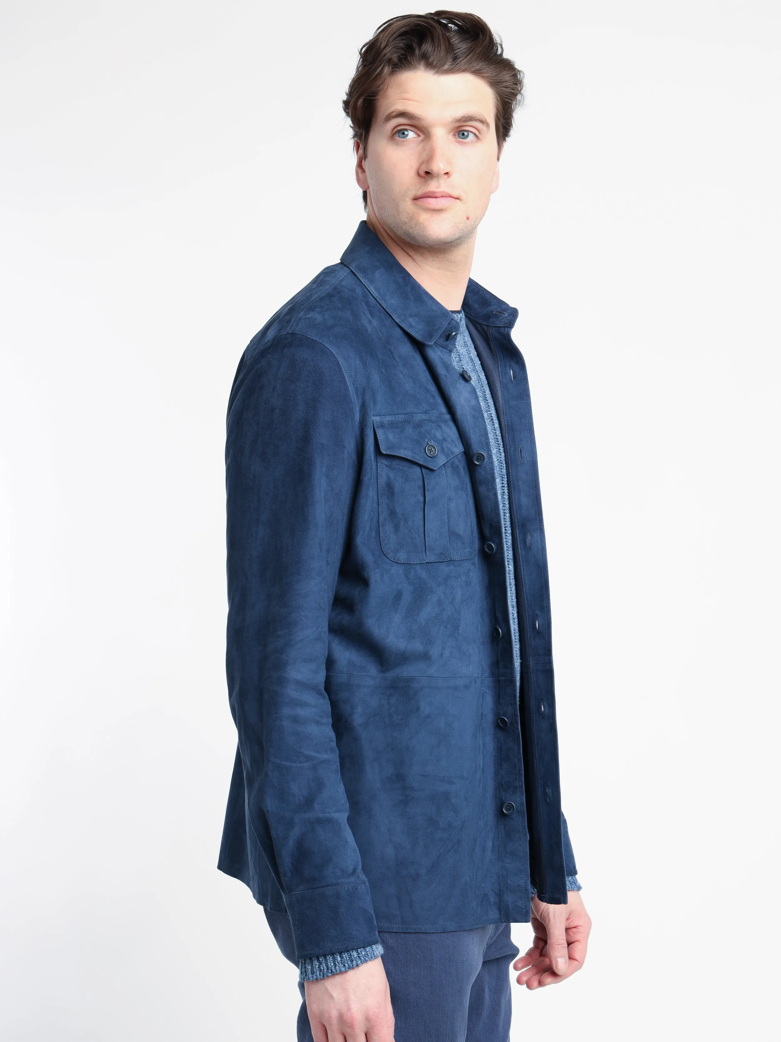 Island Blue Suede Overshirt