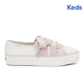 Keds Womens' Point Slip Leather Ballet White/Pink (WH68180)