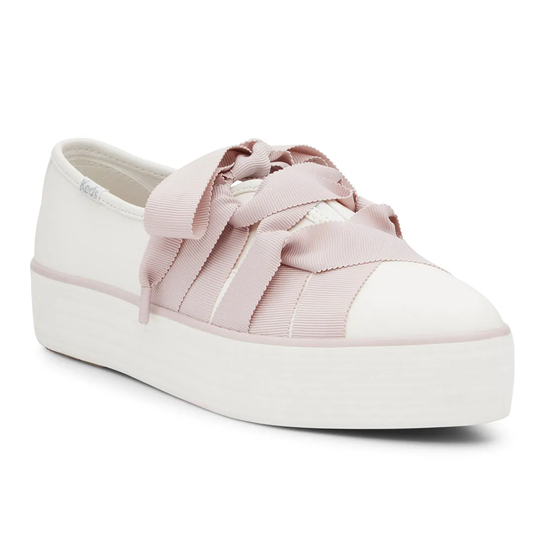 Keds Womens' Point Slip Leather Ballet White/Pink (WH68180)