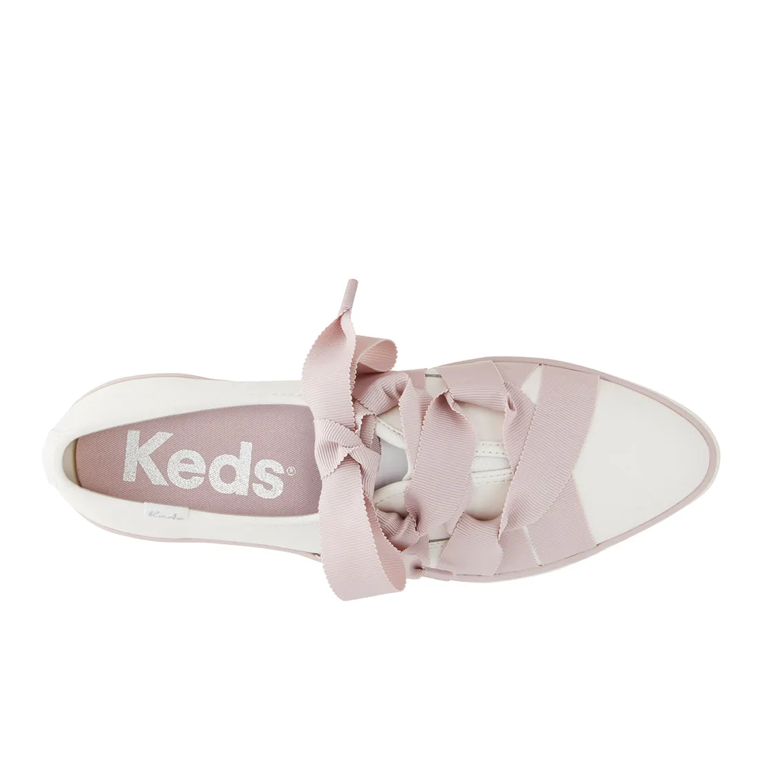 Keds Womens' Point Slip Leather Ballet White/Pink (WH68180)