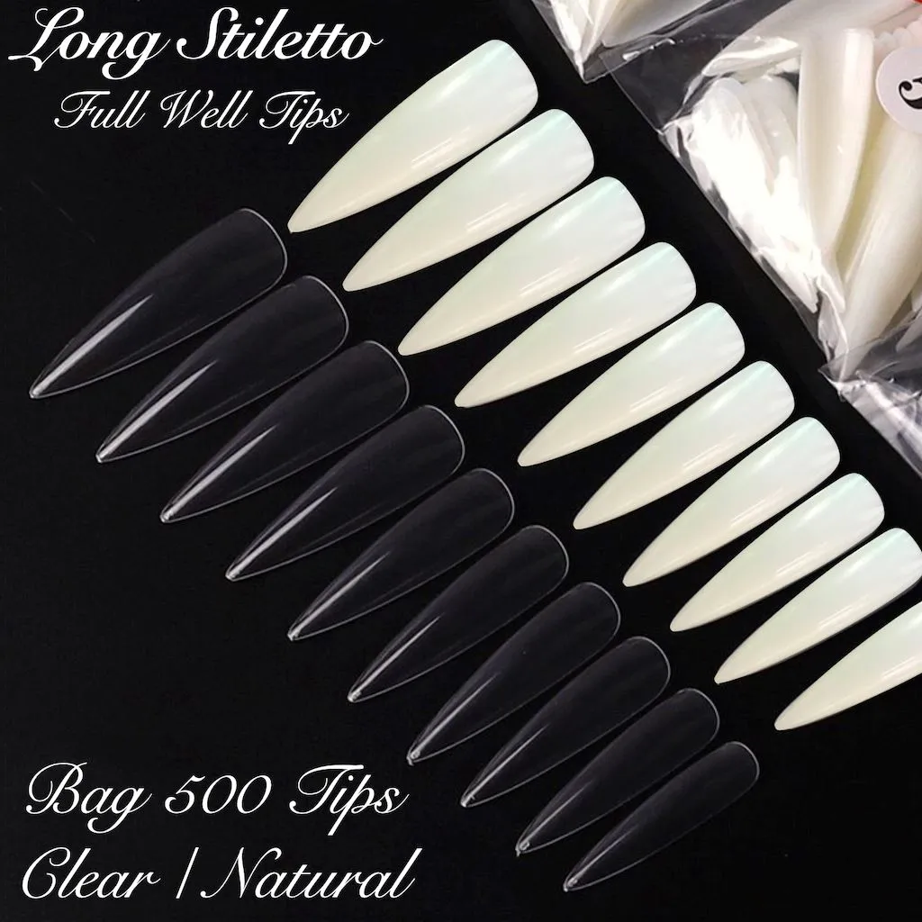 LONG STILETTO Nail Tips 500ct Bag