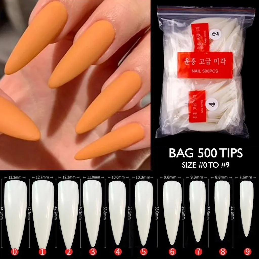 LONG STILETTO Nail Tips 500ct Bag