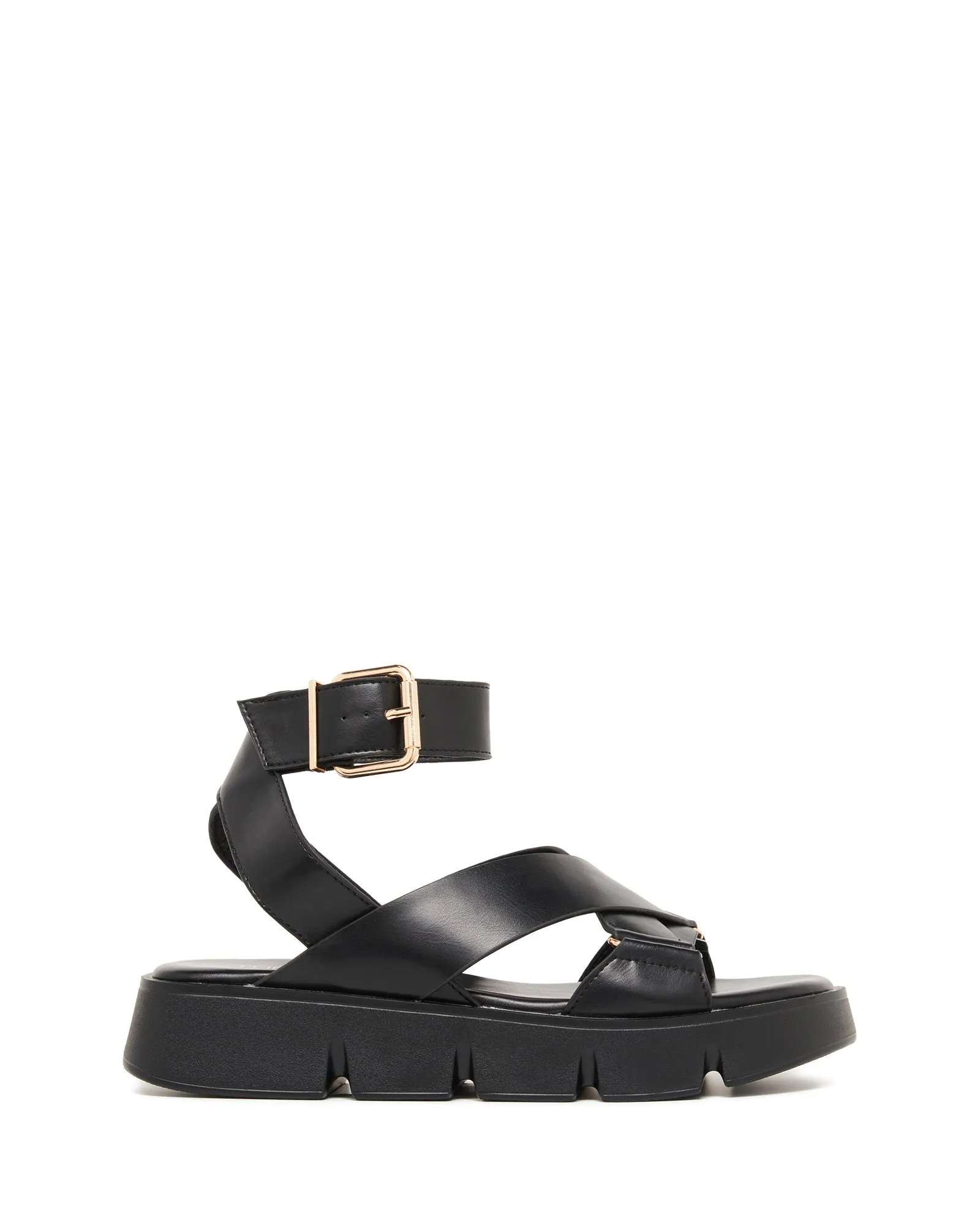 Maze Flatform Sandal Black Smooth