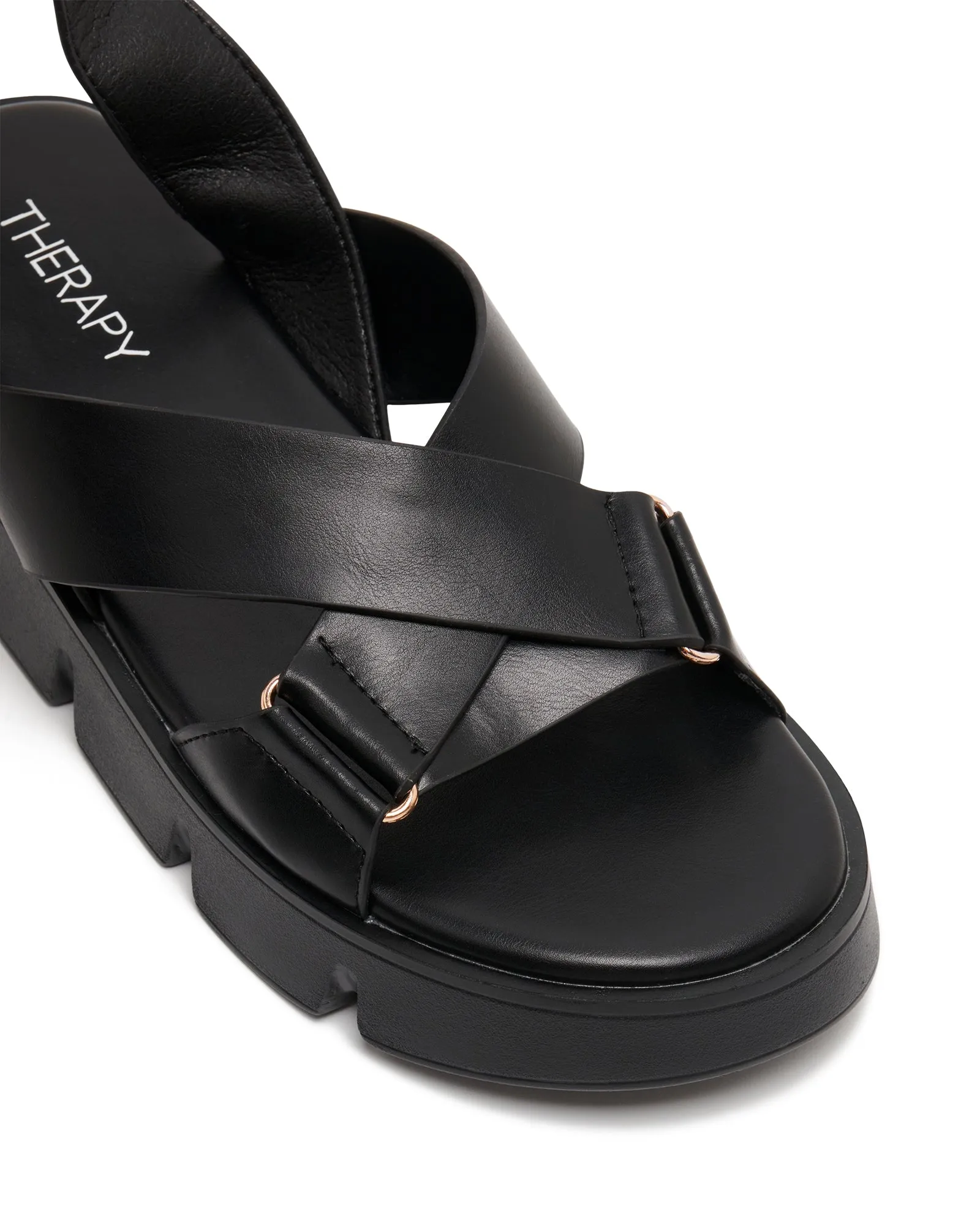 Maze Flatform Sandal Black Smooth