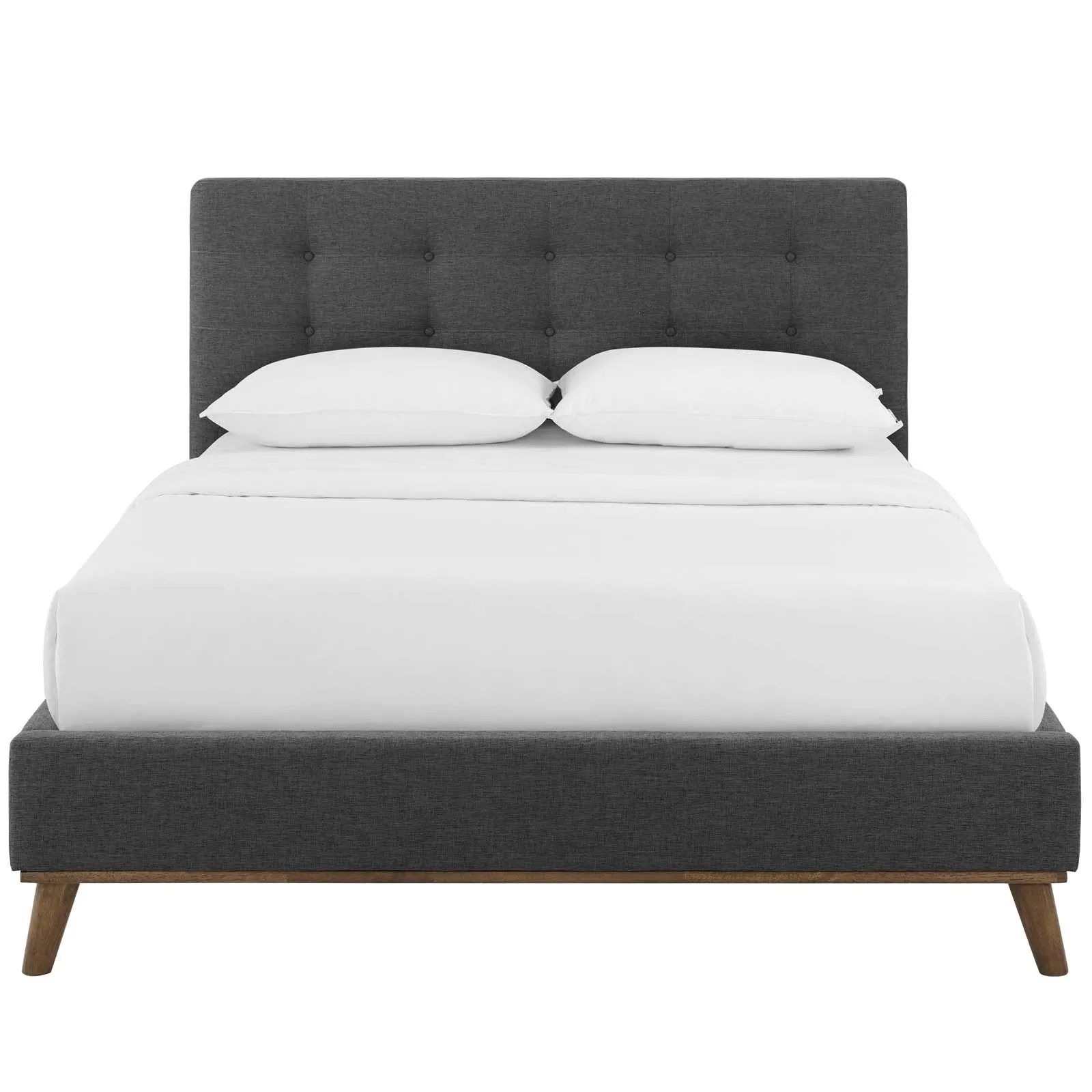 McKenzie Biscuit Tufted Upholstered Fabric Platform Bed