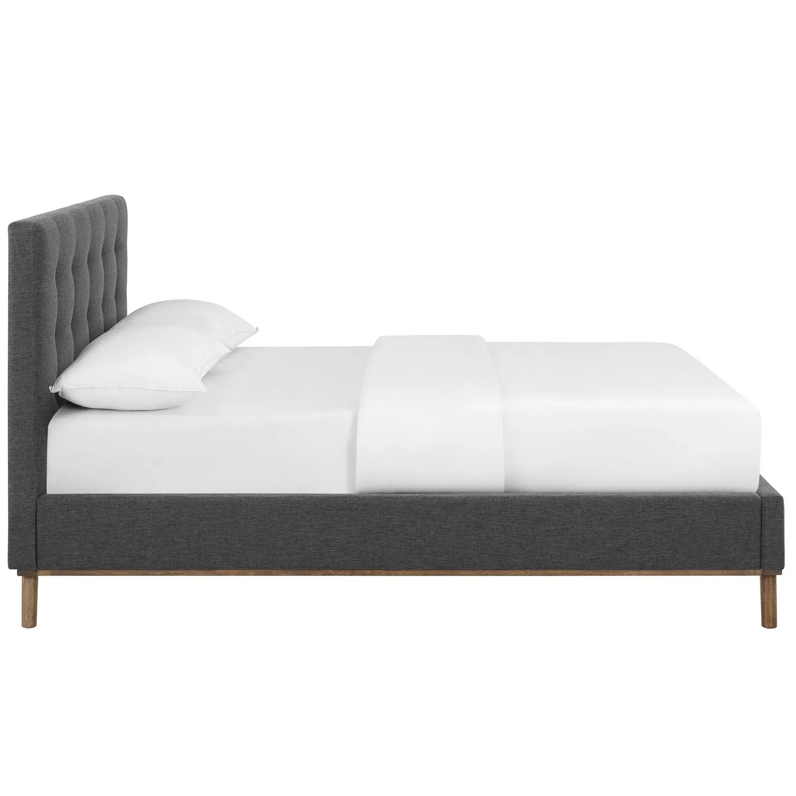 McKenzie Biscuit Tufted Upholstered Fabric Platform Bed