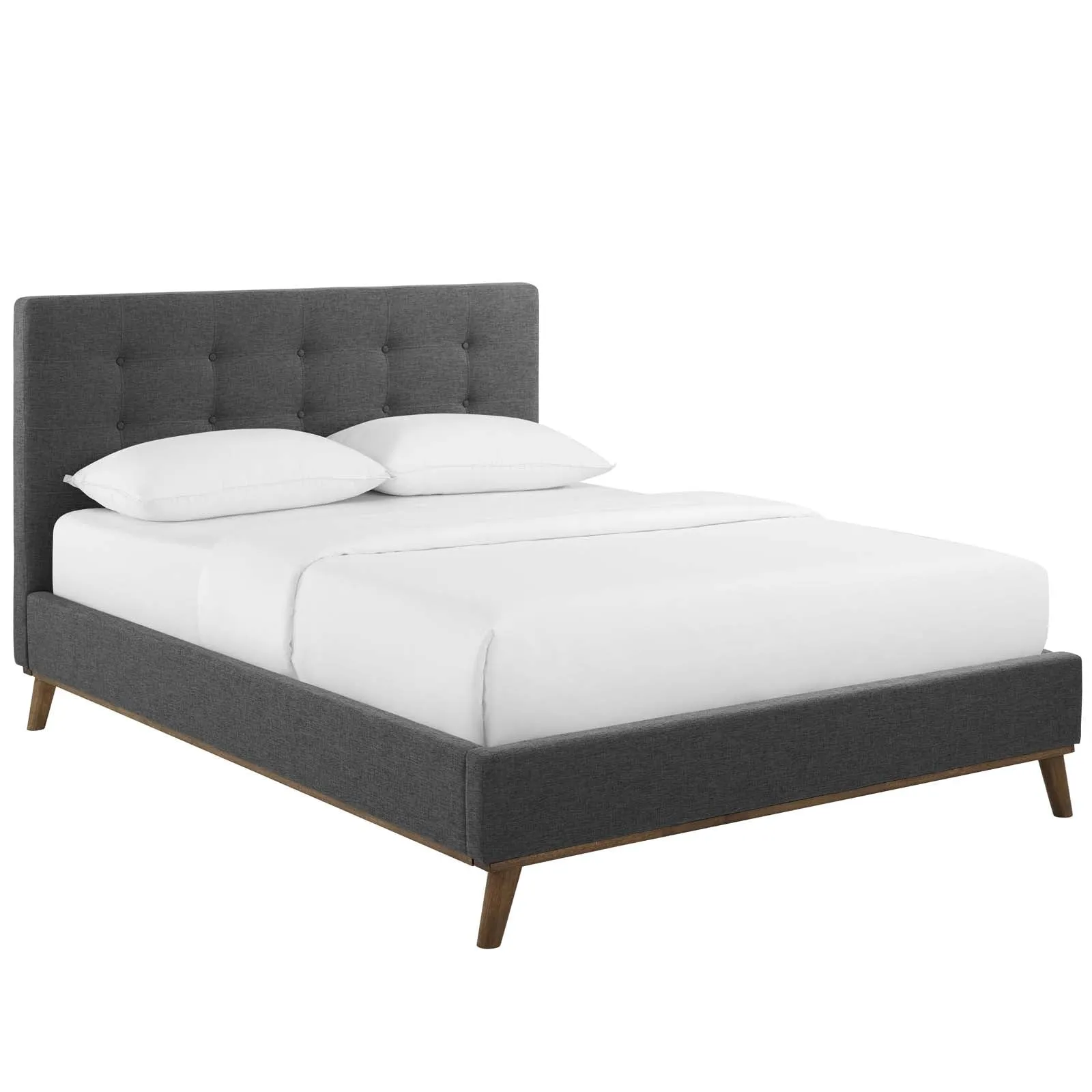 McKenzie Biscuit Tufted Upholstered Fabric Platform Bed