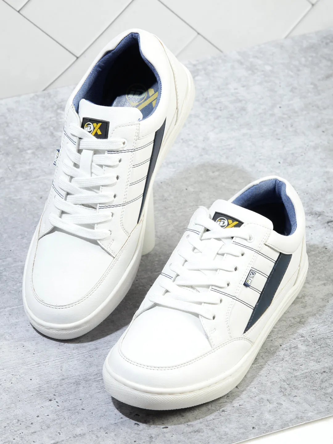 Men's White Lace Up Smart Casual Sneaker (IX1057)