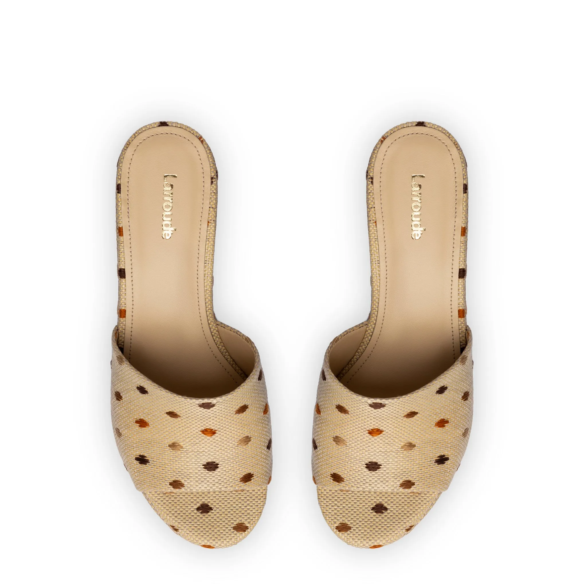 Miso Platform Sandal In Natural Raffia and Polka Dot Emboridery