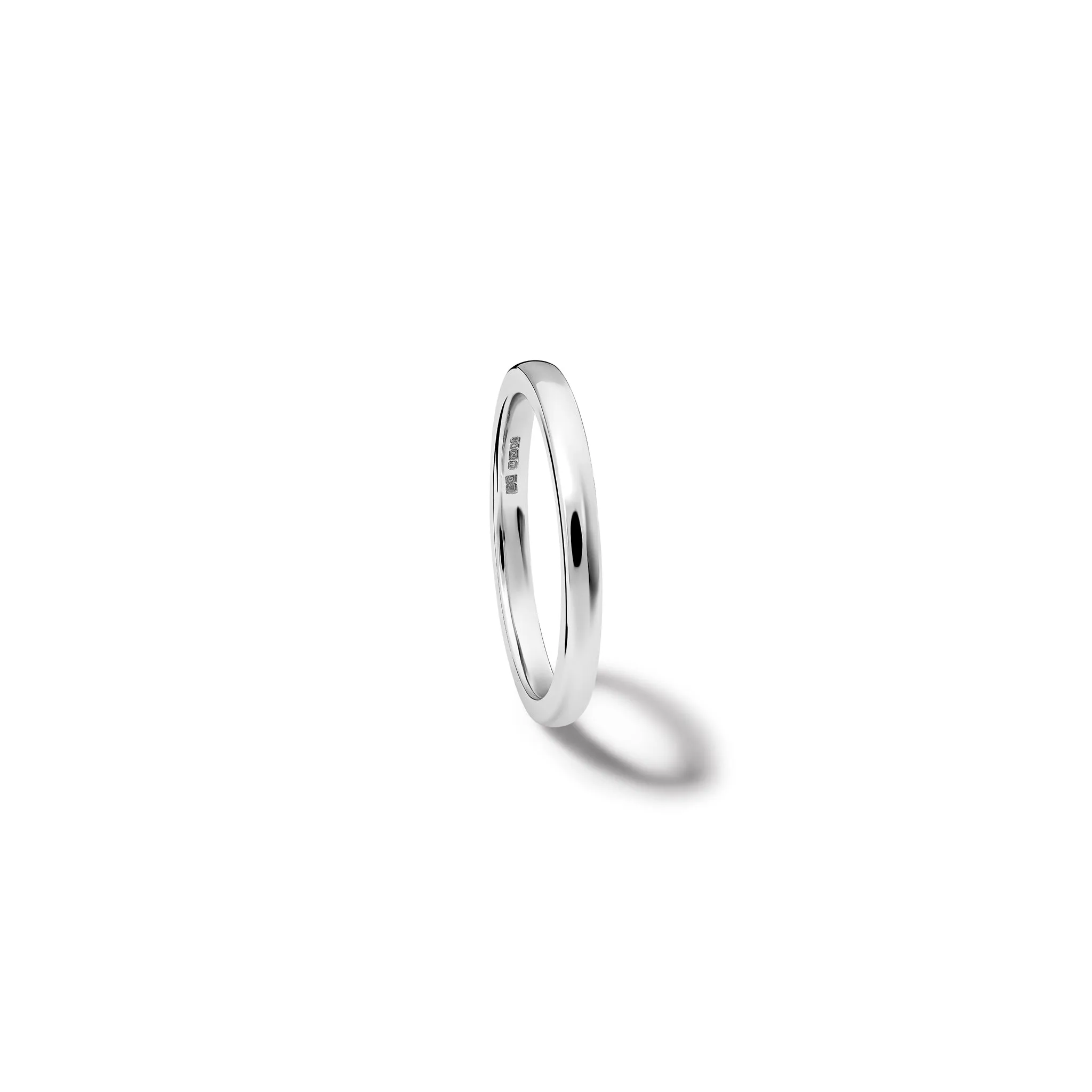 Noble 2mm Wedding Band 18ct White Gold