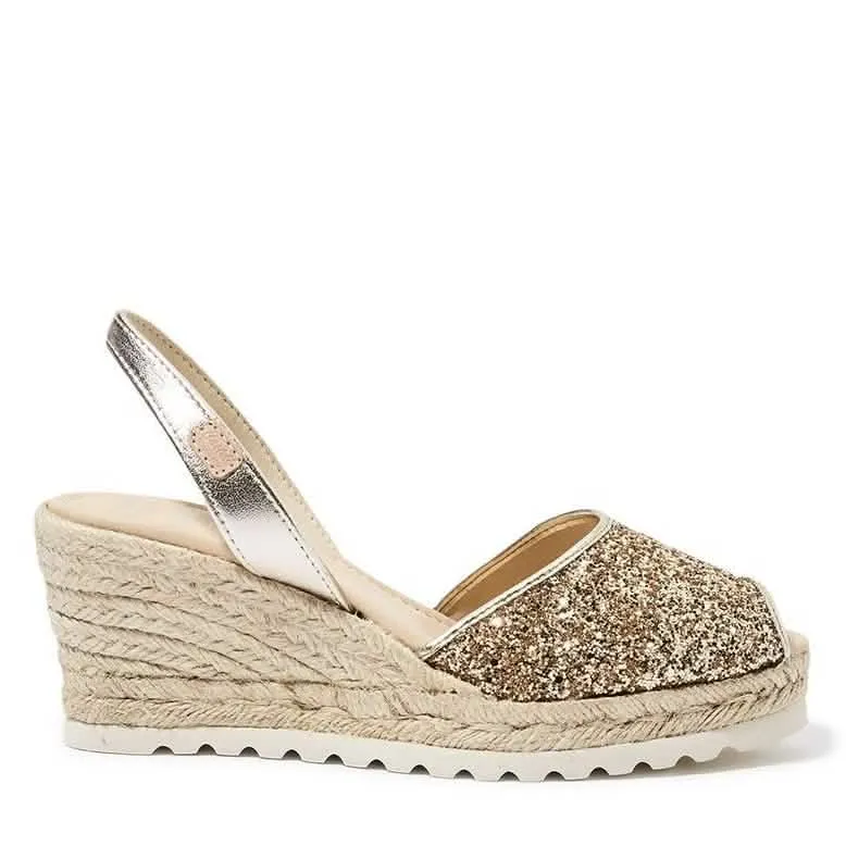 Open Toe Glitter Leather Menorcan Espadrille For Women - Frida Micro 2006R