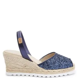 Open Toe Glitter Leather Menorcan Espadrille For Women - Frida Micro 2006R